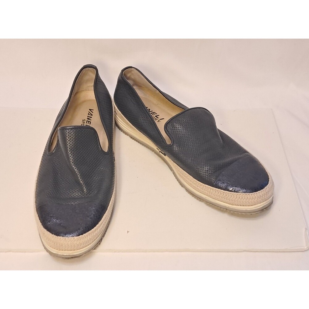 Vaneli Sport Qalila Platform Loafers Nappa Perforated Sneaker Dark Blue Size 8.5
